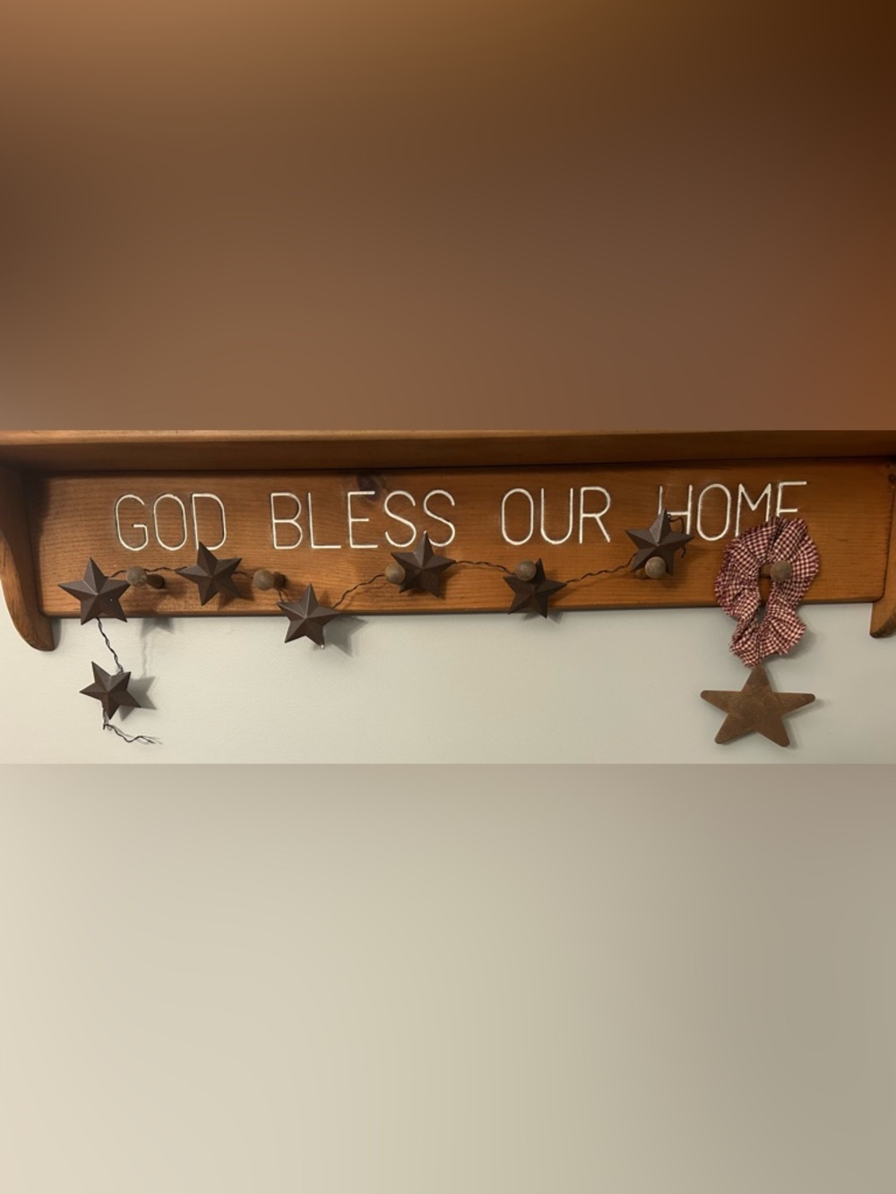 Rustic Brown Star Garland & Candle Ornament